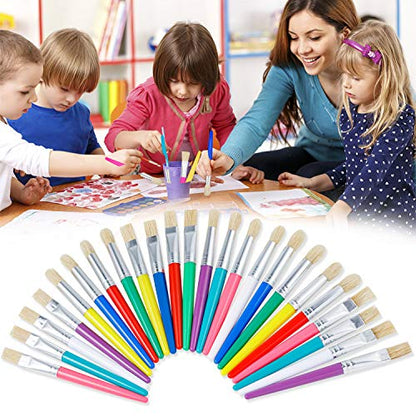 YGAOHF 48 Pack Paint Brushes for Kids - Kids Paint Brushes with Bristle, Big Washable Chubby Toddler Paint Brushes, Easy to Clean Round Flat Brushes for Acrylic Oil Watercolor Washable Paint - color: 48 Pack