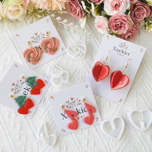 Heart Theme Polymer Clay Cutters – Molds, Clay Cutters for Polymer Clay, Clay Earring Tools Set - color: K color
