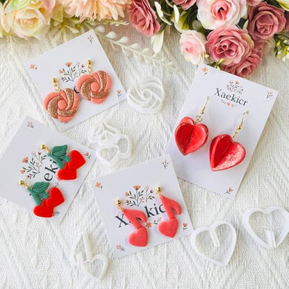 Heart Theme Polymer Clay Cutters – Molds, Clay Cutters for Polymer Clay, Clay Earring Tools Set - color: K color