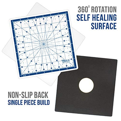 U.S. Art Supply 8"x8" Self-Healing Cutting Mat 7-Ply - Rotary White/Blue - size: 8"L x 8"W