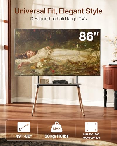 4-Leg Easel TV Stand for 49-86" TVs, 110 lbs, Black - color: Black, size: 49–86 Inch TVs