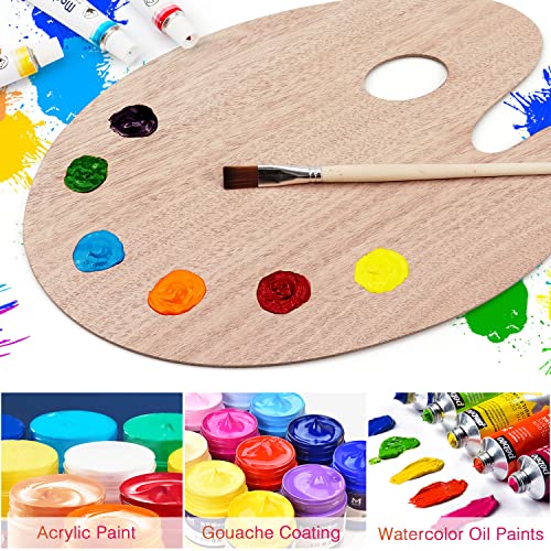 Tamaki Wooden Paint Palette Paint Tray Palettes for Acrylic, Painting Palette Art Pallet for Painting, Thumb Holder Trays for Artist, 1 PCS - size: 13.7 x 9.3 Inch