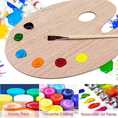 Tamaki Wooden Paint Palette Paint Tray Palettes for Acrylic, Painting Palette Art Pallet for Painting, Thumb Holder Trays for Artist, 1 PCS - size: 13.7 x 9.3 Inch
