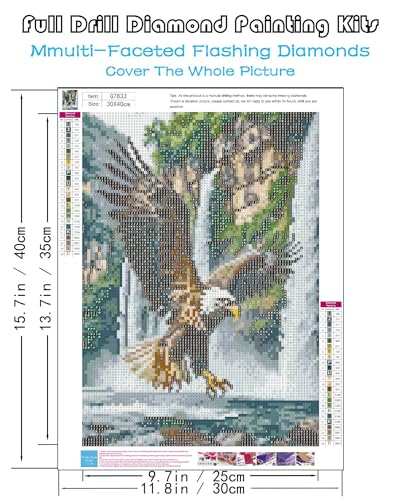 askkqtx Eagle Diamond Art Kits for Adults 12x16 Inch - color: Eagle-G7833