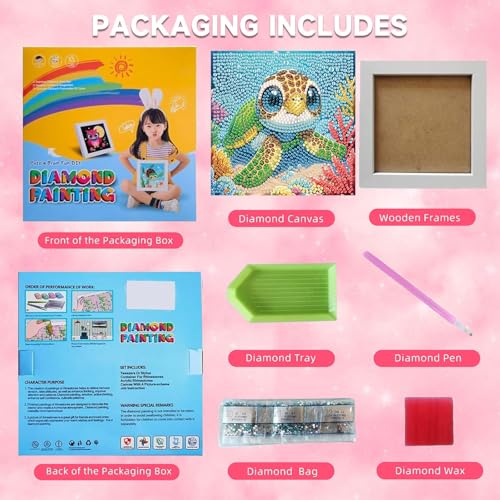 Arttoplus Sea Turtle Diamond Art Painting Kits for Kids with Frame(7x7inch) - color: CC1004-US
