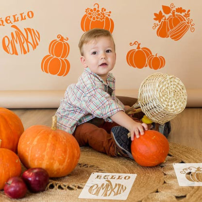 20 Pieces Autumn Leaf Stencils Fall Pumpkin Templates Reusable Craft Stencils Plastic Painting Harvest Stencil for Craft DIY Fabric Canvas Wall Maple Leaf Pumpkin Painting Home Decorations(Pumpkin) - style: Pumpkin