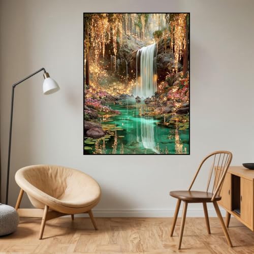HHMATITS Waterfall Landscape Diamond Art Kits for Adults - color: Waterfall
