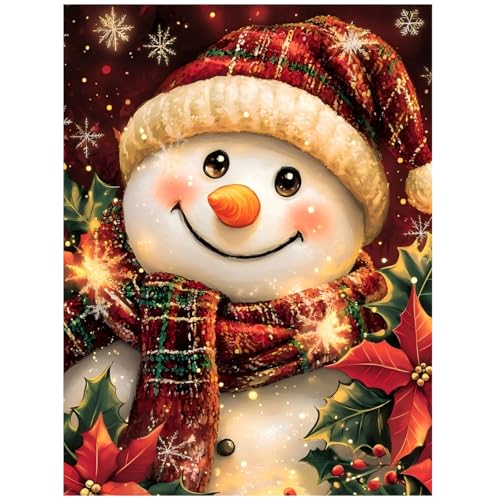 CRZMODE Christmas Diamond Art Kits for Adults,Snowman Diamond Painting Kits for Adults Beginners,5D DIY Round Full Drill Gem Art Paint by Diamonds Dots Crafts Kits for Home Decor Gift 12x16inch - color: Snowman(12X16")