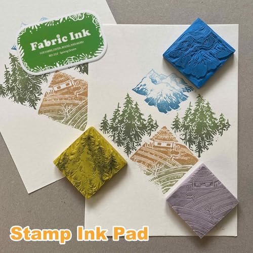 MECCANIXITY Ink Pads for Stamps, 3.7x2.2 Inch Fabric Ink Pad for Cloth, Wood, Paper, Fingerprint, DIY Card Making, Cyan - color: Cyan