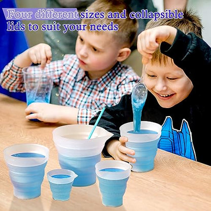 4 Pcs Silicone Resin Measure Cups Graduated Silicone Measuring Collapsible Silicone Measuring Cups,50ml/100/250ml/500ml Silicon Mixing Cups, for Epoxy Molds,Tumbler Making,Paint Making