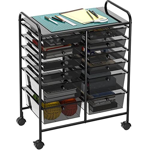 Simple Houseware 12 Drawers Rolling Utility Cart Organizer, Black - color: Black, size: 12 Drawers