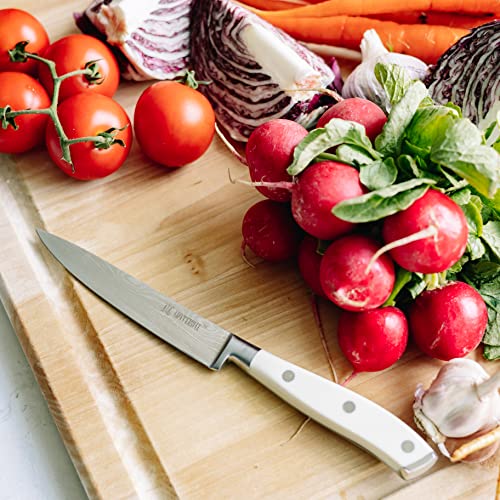 Yatoshi 12 Piece White Knife Block Set - Pro Kitchen Knife Set Ultra Sharp High Carbon Stainless Steel with Ergonomic Handle - color: White, size: 12-Piece