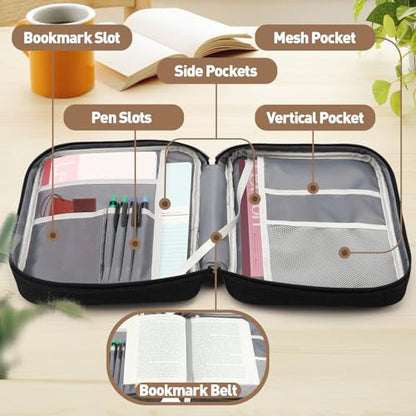 Bible Cover Bag With For Women Men Scripture Study Carrying Book Cover - color: Black