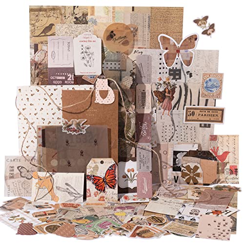 YagCu Aesthetic Journaling Supplies Kit, Bullet Journals Set Junk Journal, Vintage Scrapbooking Stationary, Arts Craft Scrapbook kit, Large Collection for Women Adults Beginners - color: Brown