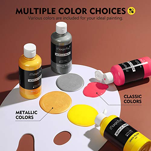 Magicfly Acrylic Paint, 14 Vibrant Colors (280ml/9.47oz) Acrylic Paint Set