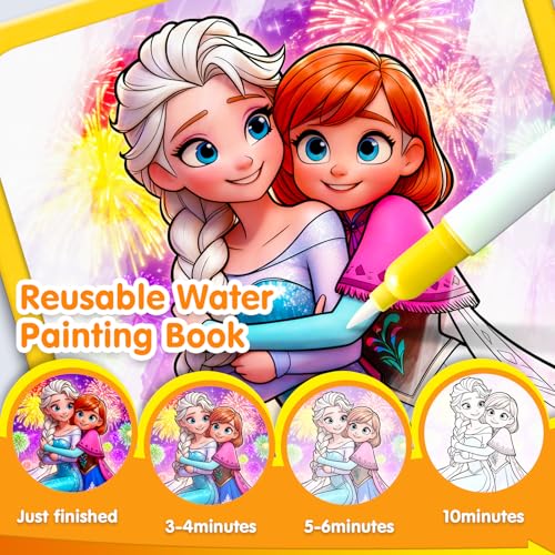 ZHOC Reusable Water Painting Books for Kids – Magic Water Reveal Coloring Books with Water Pens (Ice World) No-Mess Coloring Book Fun Travel Activity for Ages 3 4 5 6 7 8 - color: Ice World
