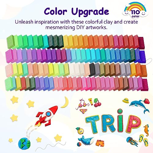 PeacePeo Polymer Clay Kit 215 Pcs Oven Bake Clay 110 Colors | Modeling Baking Clay, Non-Sticky, Non-Toxic, Sculpting Tools, Soft and Easy to Shape for Kids, Adults, Beginners DIY Crafts