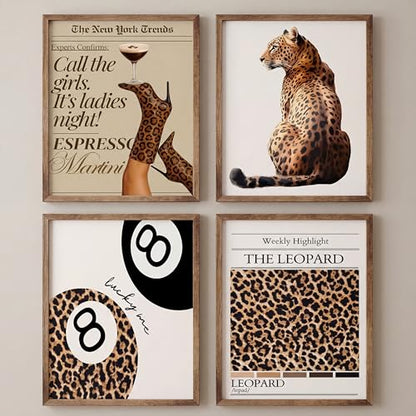 Yeaqee 4 Pcs Diamond Art Kits DIY Painting for Adult Aesthetic Wall Diamond Crafts Aesthetic Room Decor Cute Painting Pictures 5d Craft Wall Decor for Home 10 x 11.8'' (Leopard Print) - style: Leopard Print