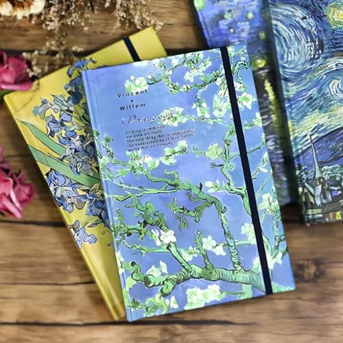 Blank Journal Notebook, Art Journal, Sketch book, 130gsm, Thick Paper Sketchbook, A5, Hardcover Drawing Notebook, Blank Page, Lay Flat, Unlined, Van Gogh Irises, Sketch Books for Adults - color: A5-Irises