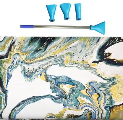 Blue Stainless Steel Straw Blow Nozzles Set for Acrylic Paint Pouring Tools, Accessories Tool for Fluid Art Bloom and Dutch Pouring,4 Set Nozzles - color: Blue