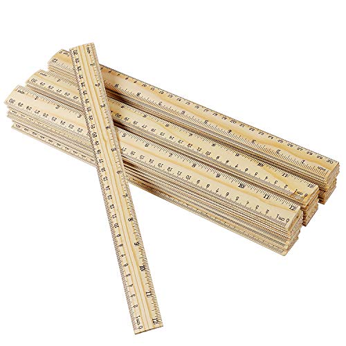 KINJOEK 108 Packs 12 Inch Wooden Rulers Bulk, 30cm 2 Scale Double Sided Pine Wood Measuring Ruler for Classroom, School Supplies, Home, Office - size: 108 Packs 12 Inch