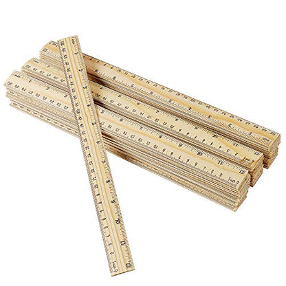 KINJOEK 108 Packs 12 Inch Wooden Rulers Bulk, 30cm 2 Scale Double Sided Pine Wood Measuring Ruler for Classroom, School Supplies, Home, Office - size: 108 Packs 12 Inch