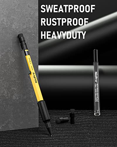 Nicpro MP2000 1.3mm Metal Mechanical Pencil Set with Case (Yellow) - style: 1 Pack (Yellow)