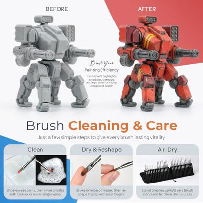 Nicpro 30 PCS Miniature Paint Brushes & Dry Brush, Model Paint Brush Set - size: 30 PCS