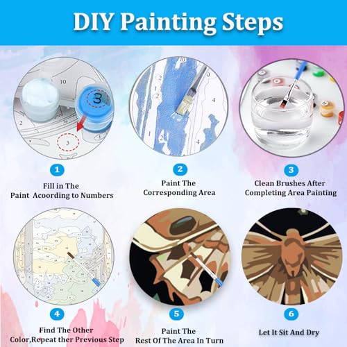 Artunion Framed Paint by Numbers Kit for Adults Beginners & Kids Ages 8-12,Butterfly Moth Paint by Number with Frame,Moon Flower Paint by Numbers Kit on Canvas 10 * 10 Inch Without Easel - color: ZXT-331-F