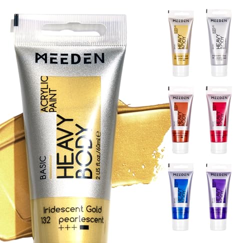 MEEDEN Metallic Acrylic Paint Set: 6 X 2oz / 60ml Colors Paint Tubes | Thick Halloween Art Craft Paints for Pumpkins Painting Party Canvas Crafts Metal - color: 6 Colors (metallic), size: Set