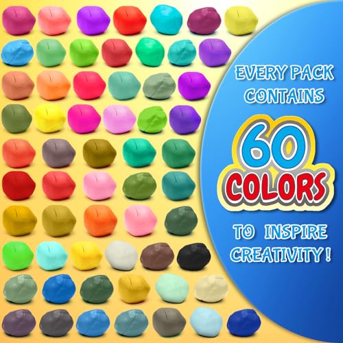 Air Dry Clay, 60 Colors Modeling Magic Clay for Kids - color: 60 Colors