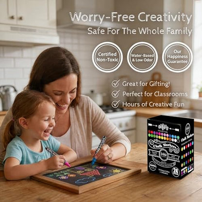 Loddie Doddie Chalk Markers - Pack of 48, 6mm Reversible Tips - Liquid Chalk Pens for Glass Surfaces & Windows - Erasable Pens for Chalkboard Calendar - Non-Toxic Chalkboard Markers - size: 1 Count (Pack of 48)