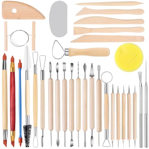 Tovotum Pottery Sculpting Tools 32PCS Ceramic Clay Carving Tools Set