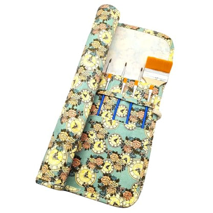 Funny live Paint Brush Holder Art Supplies, Artist Paint Brush & Storage Organizer Roll-Up Case Bag, Protect Acrylic Oil Watercolor Paintbrushes (Clock 20 Slot Pockets) - color: Clock 20 Slot Pockets