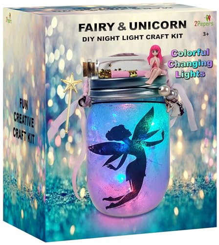 Make Your Own Unicorn & Fairy Lantern Jar Night light Arts and Crafts for Kids, Best Birthday Gifts for Girls Ages 3 4 5 6 7 8 9 10 11 12 Years old, DIY Unicorn Gift & Fairy Craft Kit for Little Girls - color: Turquoise- Fairy & Unicorn