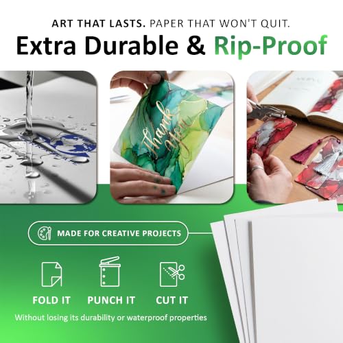 TerraSlate Paper | 8 Mil 5” x 7” Alcohol Ink Paper | Waterproof & Non-Porous Alcohol Ink Drawing Paper | Wipeable Alcohol Ink Craft Paper | White Paper for Vibrant Colors, 25 Sheets