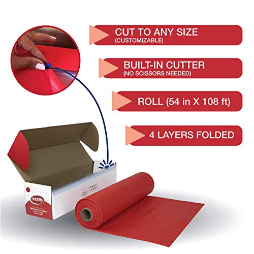 Neatiffy Disposable Plastic Tablecloth Roll | Indoor/Outdoor Table Cloth | Table Cover for Rectangle, Square, Round, Oval Tables | Picnic, Party, Banquet, Birthday, Wedding - 54 in x 108 ft - Red - color: Red