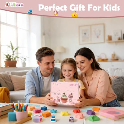 ARTPAR Air Dry Clay Kit,12 Desserts Modeling Magic Clay for Kids Craft Kit - color: Pink Cake Kit