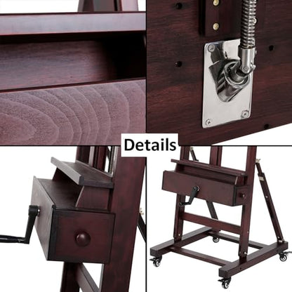 MEEDEN Extra-Large Art Painting Easel: Holds Canvas up to 83" Easels Stand - color: Deep Walnut
