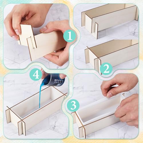 5 PCS Large Resin Molds, Rectangle Silicone Resin Molds, Deep Rectangle Epoxy Resin-Molds with Wooden Support for Flower Preservation Bookends DIY Art Home Décor