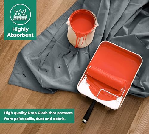 Canvas Drop Cloth for Painting 4x12 feet Pack of 1-8oz Painters Drop Cloths for Painting - All Purpose Canvas Tarps for Floor & Furniture Protection - Recycled Cotton Fabric - size: ‎4x12 Ft - 1 pc