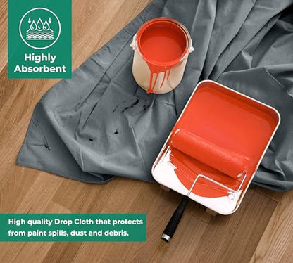 Canvas Drop Cloth for Painting 4x12 feet Pack of 1-8oz Painters Drop Cloths for Painting - All Purpose Canvas Tarps for Floor & Furniture Protection - Recycled Cotton Fabric - size: ‎4x12 Ft - 1 pc