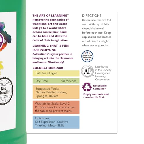 Colorations Paraben-Free Tempera Paint for Kids, 1 Gallon, Vibrant Green | Non-Toxic and Made in the USA, Classroom Must Haves, Bulk Arts & Crafts Supplies - color: Green