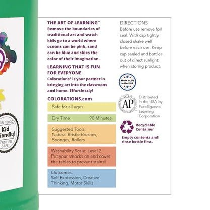 Colorations Paraben-Free Tempera Paint for Kids, 1 Gallon, Vibrant Green | Non-Toxic and Made in the USA, Classroom Must Haves, Bulk Arts & Crafts Supplies - color: Green