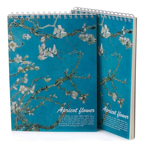 Van Gogh Aesthetic Art Mixed Media Sketchbook,98lb/160gsm Acid Free Thick Paper Sketching,Larger Blank Spiral Bound Notebook,Sketch Pad Book for Kids Student and Adult (Almond Blossoms) - color: Almond Blossoms