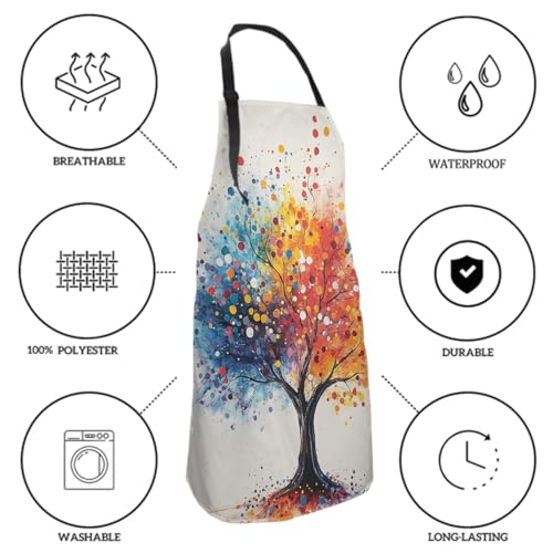 Imiss Waterproof Stain-Resistant Cooking Chef Aprons for Grill BBQ Baking 27 X 31 Inch - color: Colorful Painting Tree