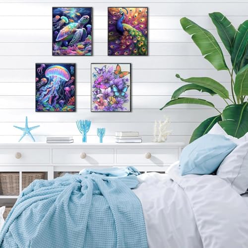 CraftCraze 12 Pack Animals Diamond Art Painting Kits for Adults - 5D Diamond Dots for Adults Beginner,DIY Round Full Drill Gem Art Painting by Numbers kit for Wall Decor Gifts 12x16 inch