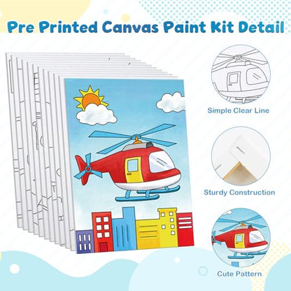 Louise Maelys 5x7Inch Pre Drawn Canvas for Painting for Kids,Transportation - color: CAR
