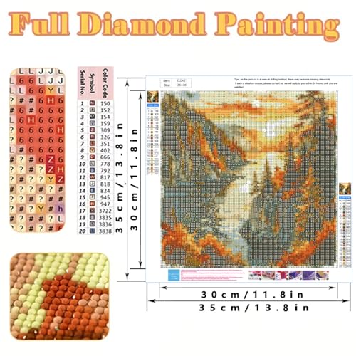 KYOQFVN Landscape Diamond Painting Kits for Adults, Forest Diamond Art Kits for Adults, 5D Autumn Scenery Diamond Painting Full Drill Diamonds Dot for Wall Decor 14x14 inch - color: JX0421-US
