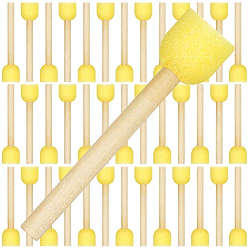 Outus 40 Pieces Round Sponge Foam Brush Set Paint Sponge Daubers with Wooden Handle Foam Stencil Brush Painting Tools for Kids Painting Crafts(0.8 Inch) - size: 0.8 Inch